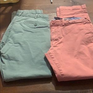 JCrew khaki pants. 30x30 one olive green one pink